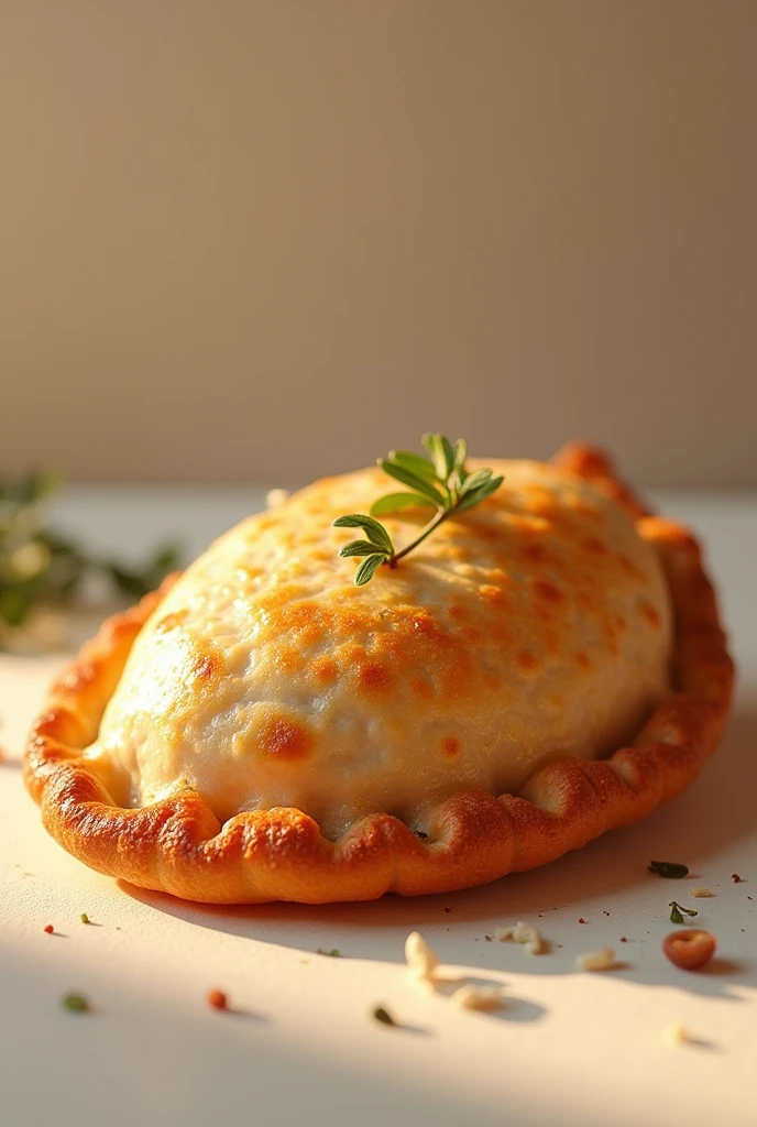 It's about food the logo the name is Sabores Lindos, It's about empanadas something warm, rich and hot, The empanada can contain chicken without the tomato on the back and without the leaves with the title of Sabores Lindos