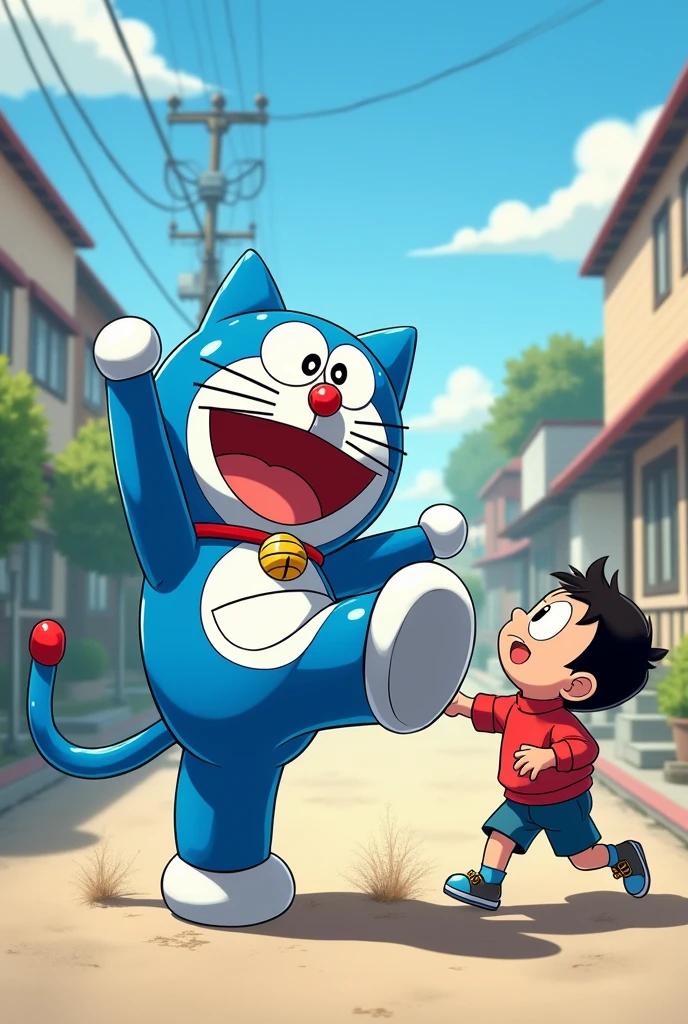 Create Sisuka from Doraemon by kicking Nobita in the face