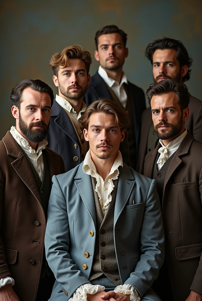 Photo of men dressed in clothes from different eras