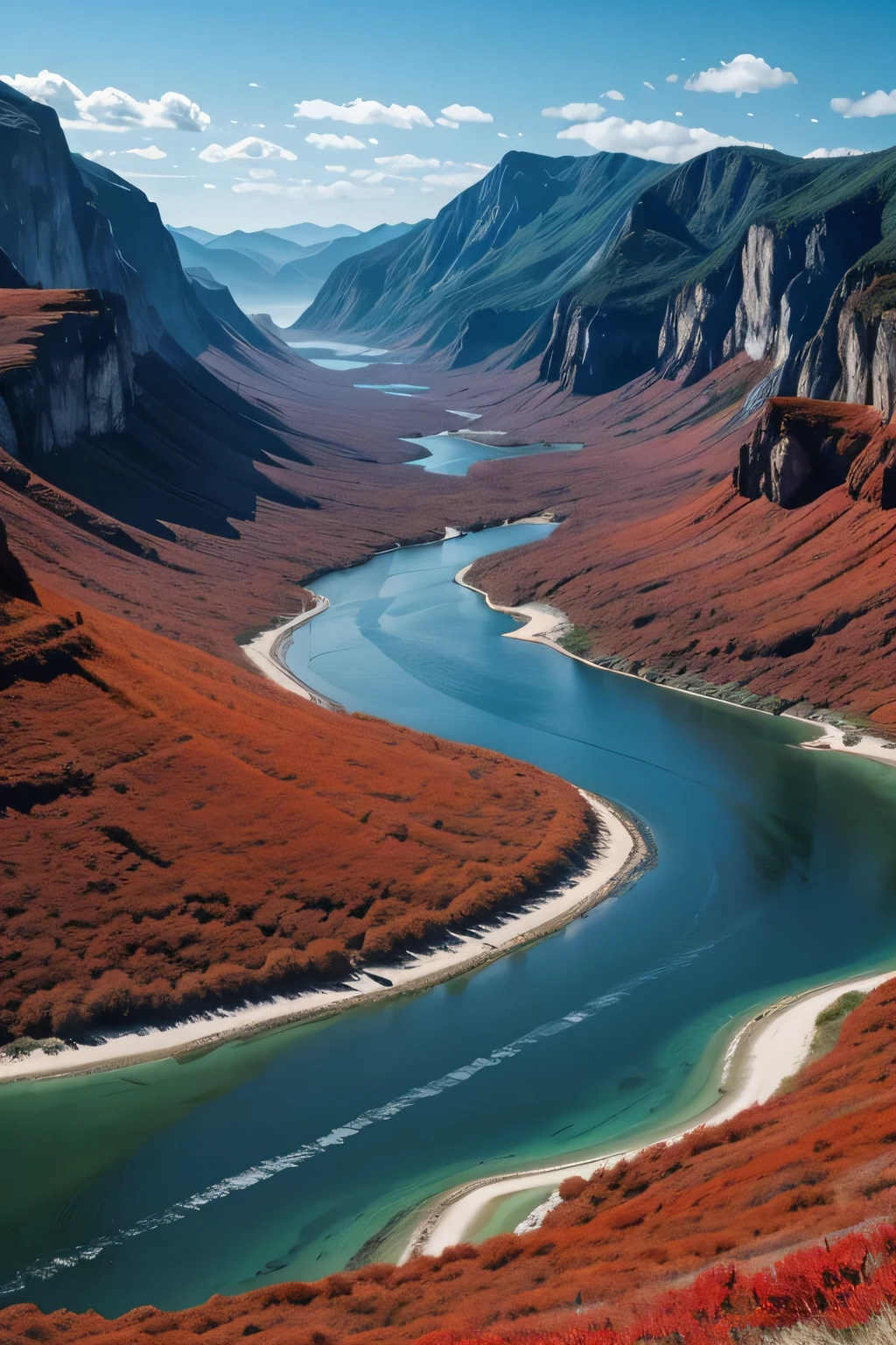 thum for youtube of a mysterious nature in red mixed with blue, no one, just the landscape