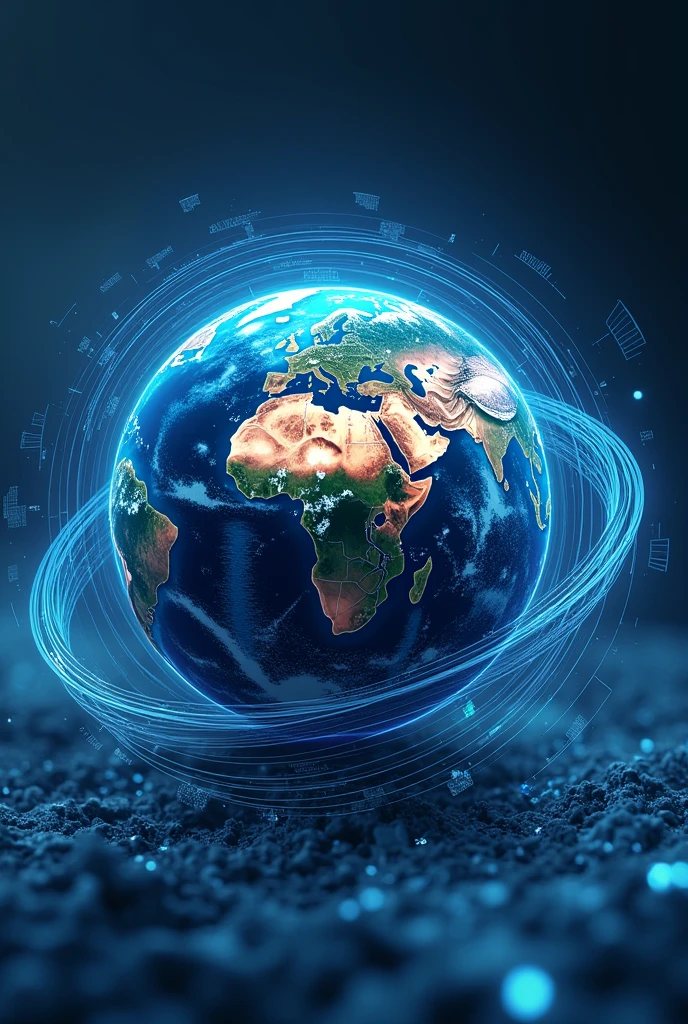Give me a logo for a company with the round earth that is surrounded by optical fibers