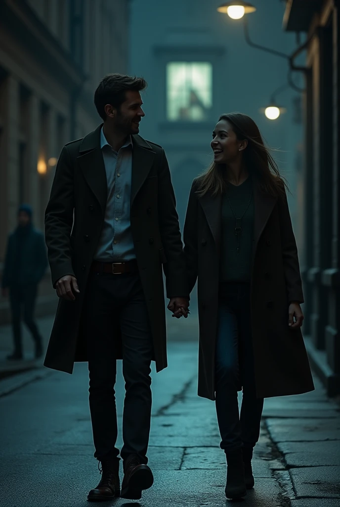 reveals John on the street, walking next to an unknown woman. Both are carefree, giggling, without noticing that they are being watched. Ao fundo, Mary's window appears partially visible, surrounded by darkness, like a watchful eye.