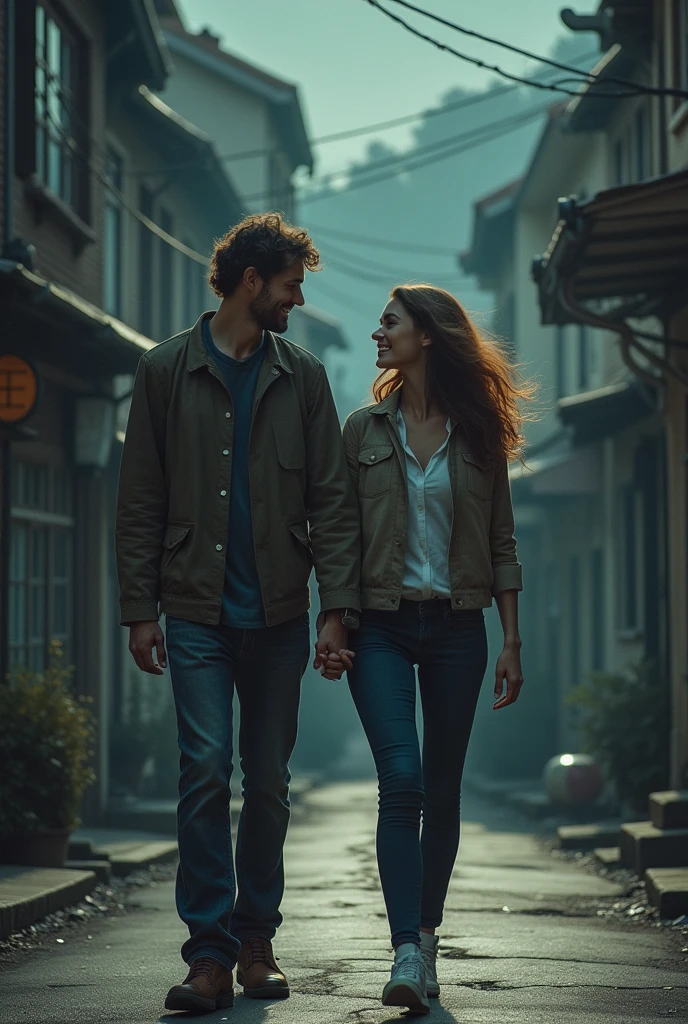 reveals John on the street, from the quiet town walking next to an unknown woman. Both are carefree, giggling, without noticing that they are being watched. Ao fundo, Mary&#39;s window appears partially visible, surrounded by darkness, like a watchful eye.