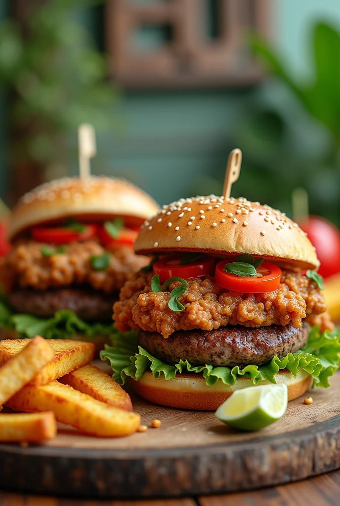 TEXT IN TITLE FORM "ECO LOMIBURGUER"
Image of hamburgers, fried chicken and shawarma