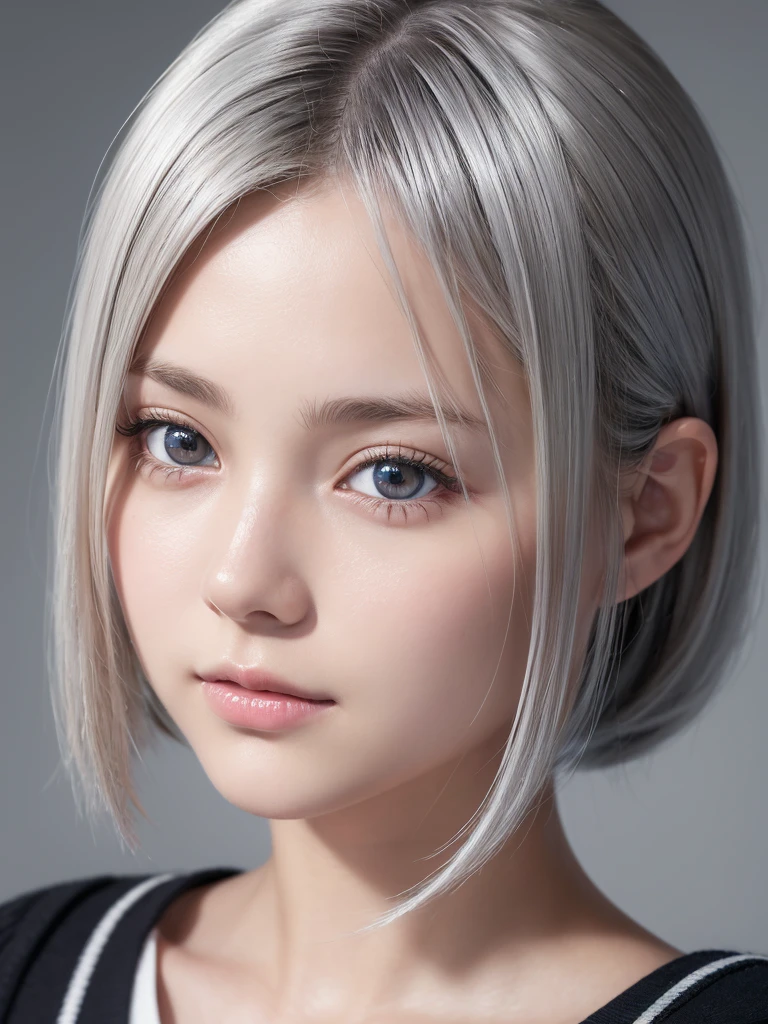 Photorealistic One Girl, Very detailed顔,Beautifully detailed eyes,Natural platinum silver hair,Short Hair,Droopy eyes,Nordic beauty, high quality, 最high quality, 8k, Ultra-realistic, Very detailed, High resolution, masterpiece,(Japanese junior high school girls' uniforms:1.5),Browsing Caution,Correct human anatomy,(Ultra cute beautiful Japanese girl:1.75),(Cute Smile:1.25),Large, clear, pale blue eyes,Balanced Eyes,Translucent white skin,photoRealistic, 8k, Very detailed, masterpiece, Realistic, Vibrant colors, Beautiful attention to detail, Beautiful lip detail, Very detailed顔, Intricate details, hyper Realistic, Cinema Lighting, Dramatic Shadows, A wonderful composition, Tense atmosphere, Very detailed肌, Exquisite facial features, Volumetric lighting, Ray-Traced Global Illumination, Physically Based Rendering, Professional Digital Art,High resolution修正,(Sexual climax:1.5)