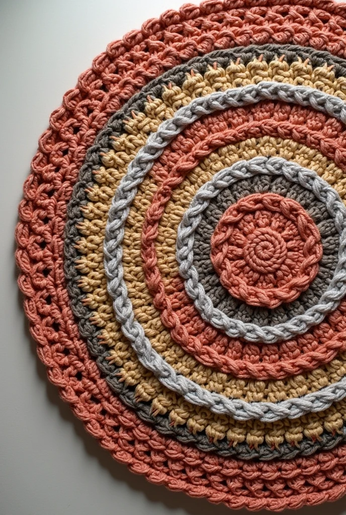 round crochet rug seen from above