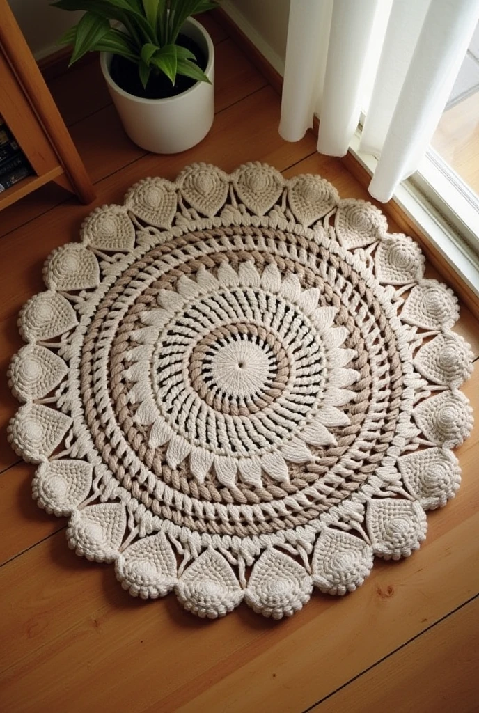 round crochet rug showing all seen from above
