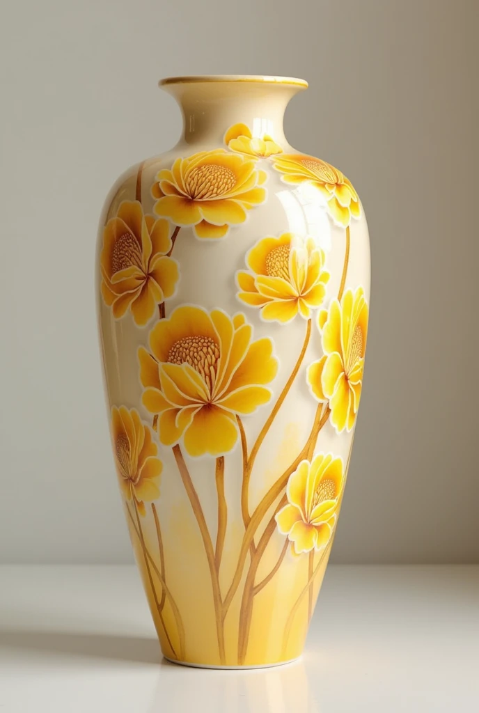 Yellow champaka flower pattern vase