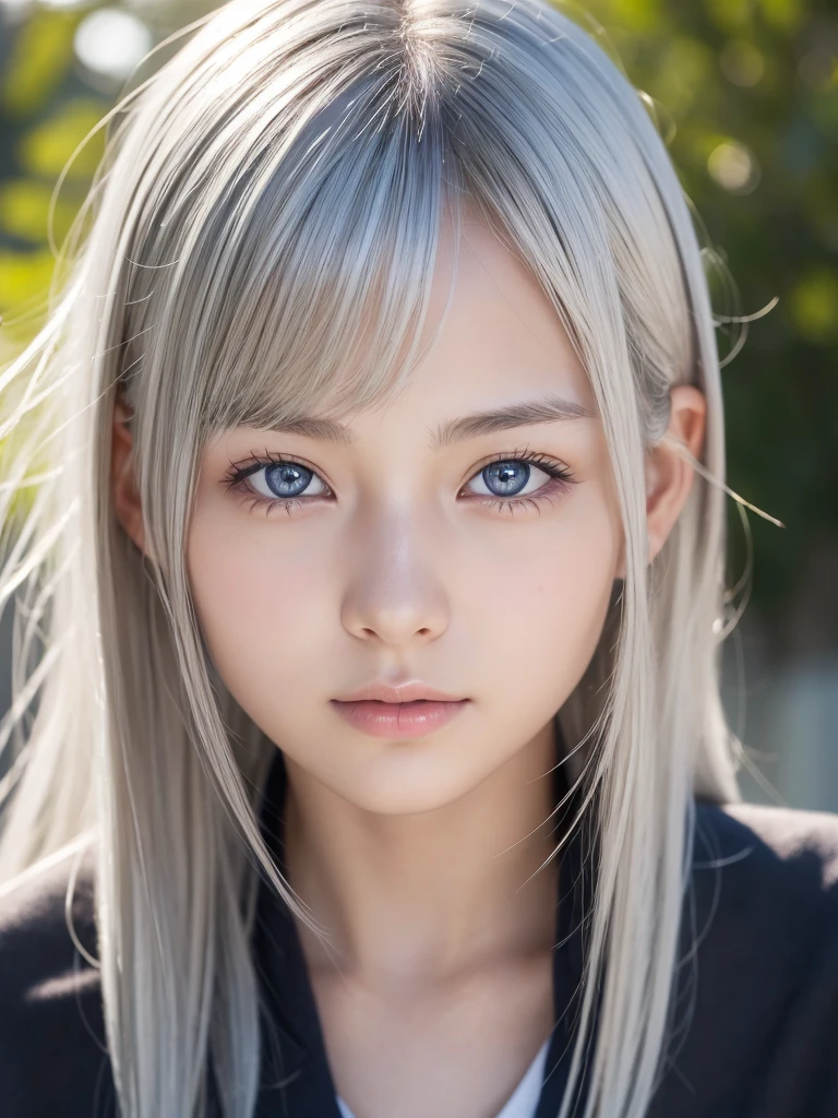 Photorealistic One Girl, Very detailed顔,Beautifully detailed eyes,Natural platinum silver hair,Short Hair,Droopy eyes,Nordic beauty, high quality, 最high quality, 8k, Ultra-realistic, Very detailed, High resolution, masterpiece,(Japanese junior high school girls&#39; uniforms:1.75),Browsing Caution,Correct human anatomy,(Ultra cute beautiful Japanese girl:1.75),(Cute Smile:1.75),Large, clear, pale blue eyes,Balanced Eyes,Translucent white skin,photoRealistic, 8k, Very detailed, masterpiece, Realistic, Vibrant colors, Beautiful attention to detail, Beautiful lip detail, Very detailed顔, Intricate details, hyper Realistic, Cinema Lighting, Dramatic Shadows, A wonderful composition, Tense atmosphere, Very detailed肌, Exquisite facial features, Volumetric lighting, Ray-Traced Global Illumination, Physically Based Rendering, Professional Digital Art,High resolution修正,(Sexual climax:1.5)