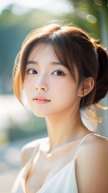 lens: 135mm f1.8, (Highest quality), (Beautiful Japanese Girl), (Moisturized lips), Narrow eyes, double eyelid, Delicate clavicle, Flat Chest , I&#39;m ashamed of my smallness, Underdeveloped breasts, smile, (Spotted sunlight: 1.2), Professional Lighting, (Petite figure), (Sunburned skin: 0.2), Full body photo, Full Body Focus, (Standing posture)、A proper honor student、Slender body、(A wearing a navy blue blazer:1.5)、boyish, Putting very short hair into a ponytail、Stylish white bedroom、Ribbon on chest、Sweep all your hair back、Crouching with rope、Round 1,(((Completely naked))),  