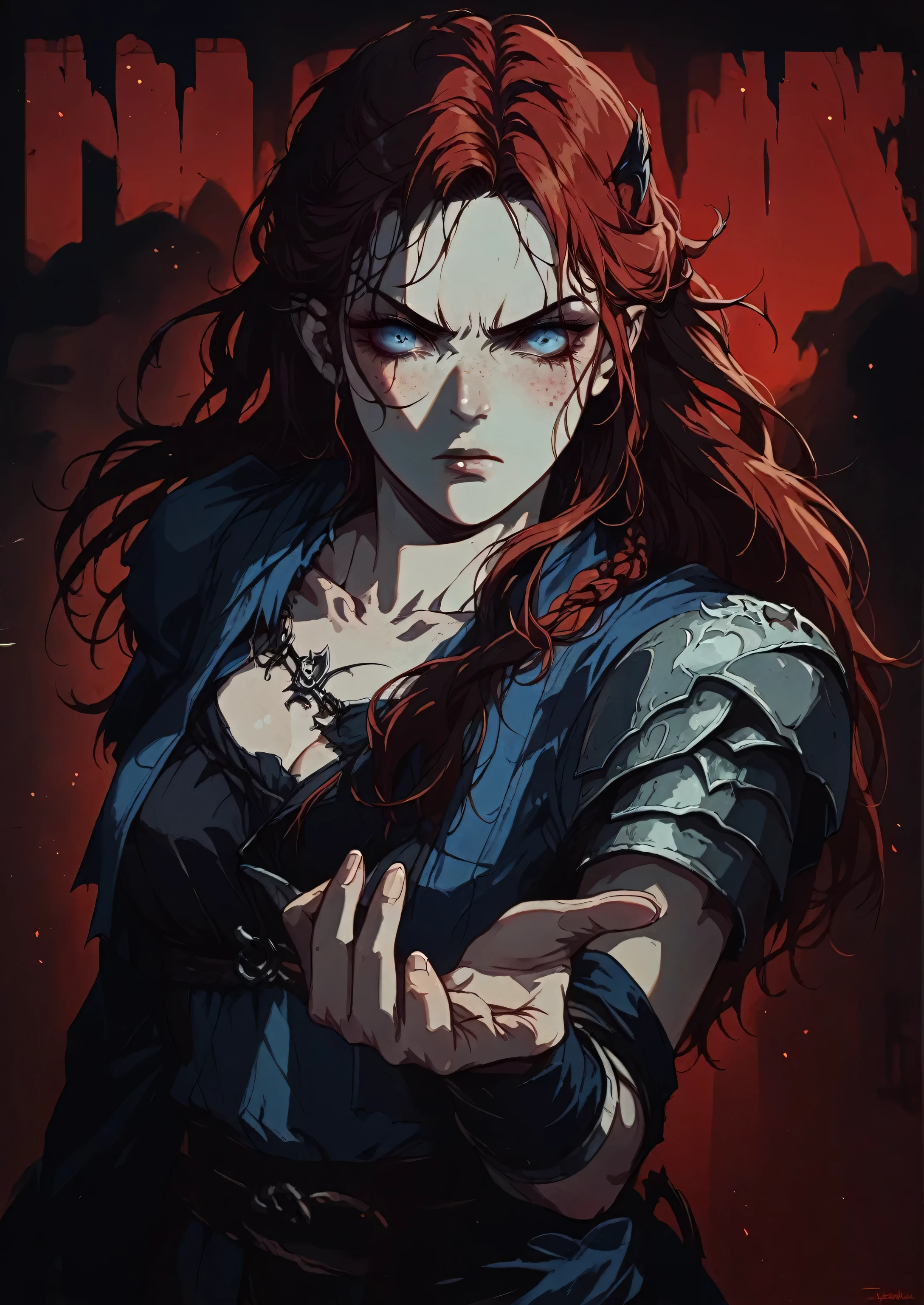 anime - style image of a woman with red hair and blue eyes, alice x. zhang, demon slayer rui fanart, aloy, demon slayer artstyle, badass anime 8 k, a very beautiful berserker woman, aloy from horizon zero dawn, aloy from horizon: zero dawn, yennefer, by Kamagurka, marin kitagawa fanart