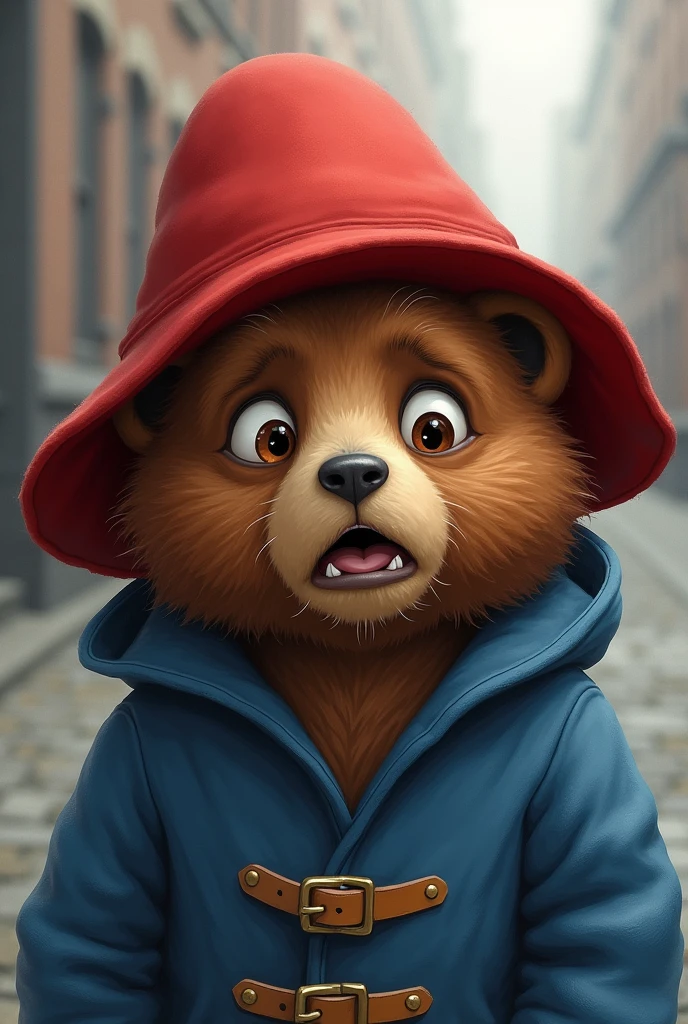 Paddington with a scared face