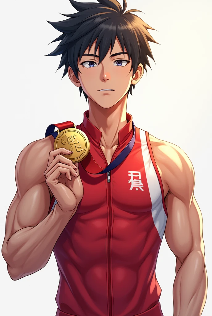ran takahashi holding a medal