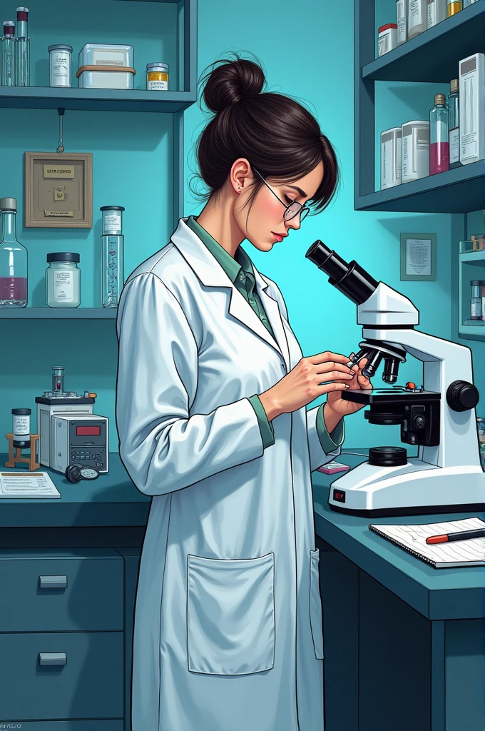 Create a drawing of a forensic genetics scientist