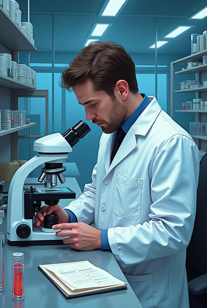 Create a drawing of a forensic genetics scientist