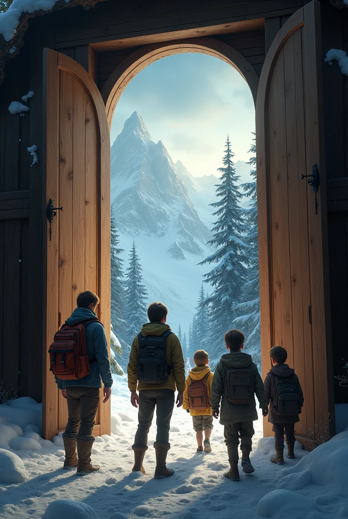 Humans entering Narnia through a realistic closet