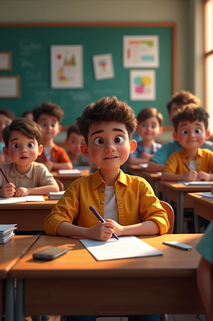 A group of students sitting in a classroom setting