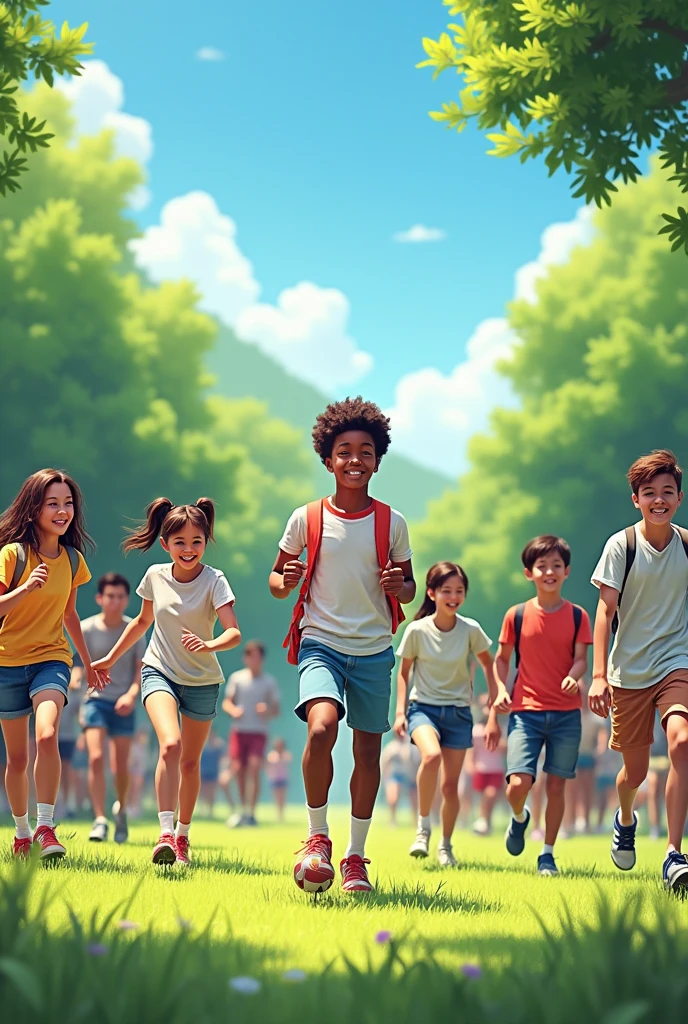 Horizontal image of students in a recreational activity