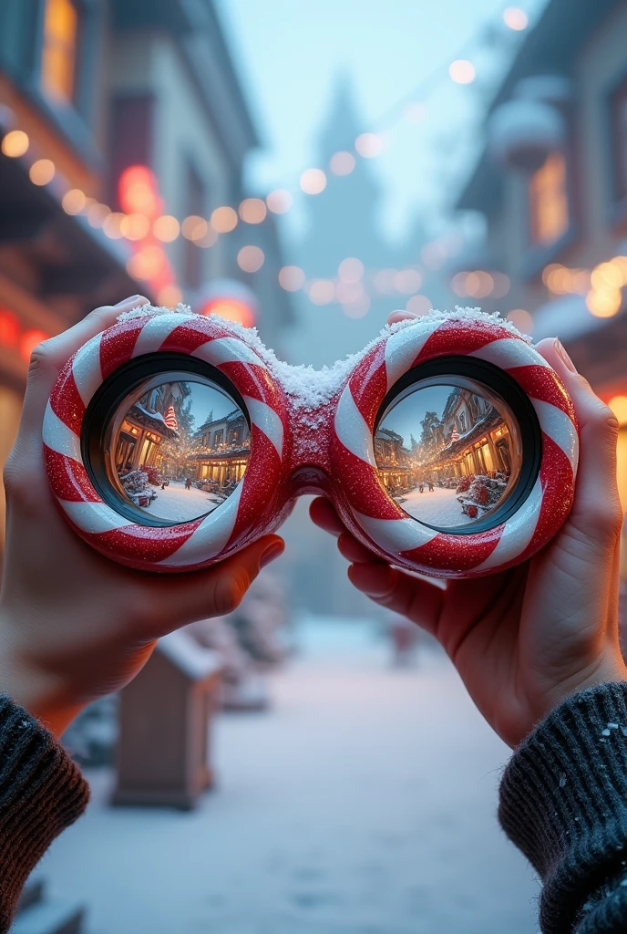 candy-shaped binoculars used to watch Christmas