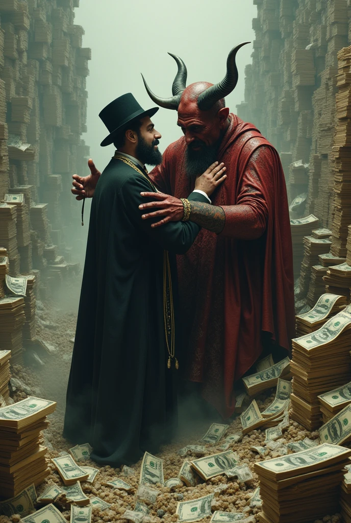 Jew fucking the devil on a mountain of dollars