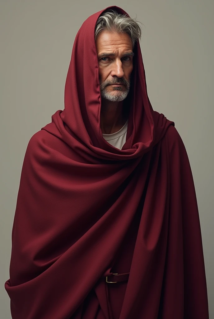 n man wear a maroon shawl on T-Shirt