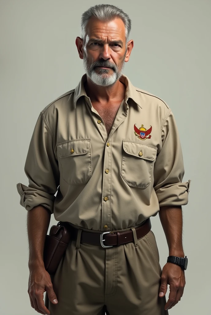 create an image of a middle-aged man, nationalist wearing simple clothes