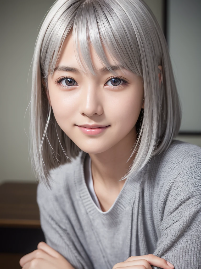 Photorealistic Japanese girl,smile,Very detailed顔,Beautifully detailed eyes,Natural platinum silver hair,Short Hair,Droopy eyes,Nordic beauty, high quality, 最high quality, 8k, Ultra-realistic, Very detailed, High resolution, masterpiece,(Japanese junior high school girls&#39; uniforms:2.0),Browsing Caution,Correct human anatomy,Large, clear, pale blue eyes,Balanced Eyes,Translucent white skin,8k, Very detailed, masterpiece, Realistic, Vibrant colors, Beautiful attention to detail, Beautiful lip detail, Very detailed顔, Intricate details,ウルトラRealistic, Cinema Lighting, Dramatic Shadows, A wonderful composition,Very detailed肌, Exquisite facial features, Volumetric lighting, Ray-Traced Global Illumination, Physically Based Rendering, Professional Digital Art,High resolution修正,(Sexual climax:1.5)