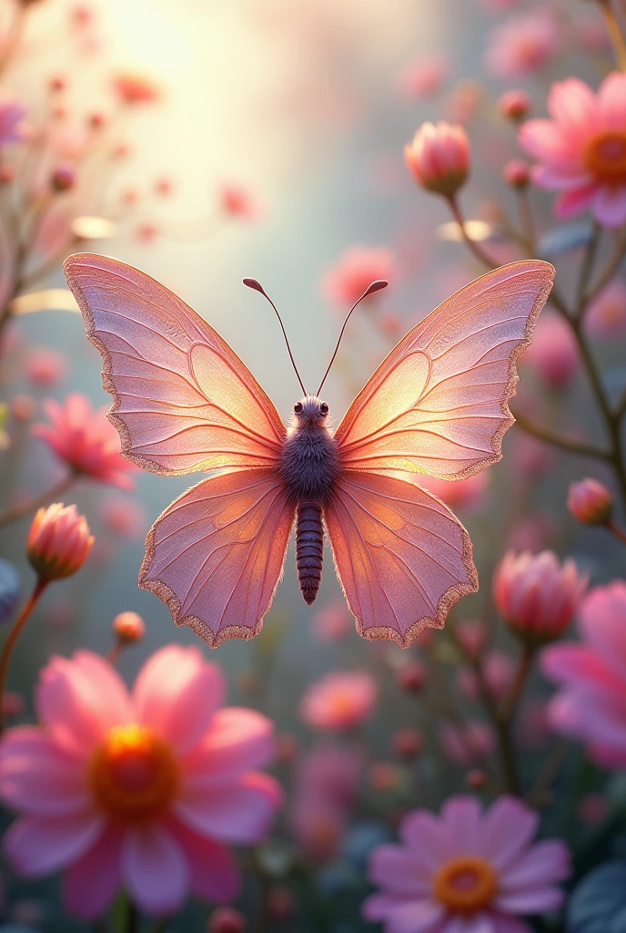 Cute butterfly with flowers