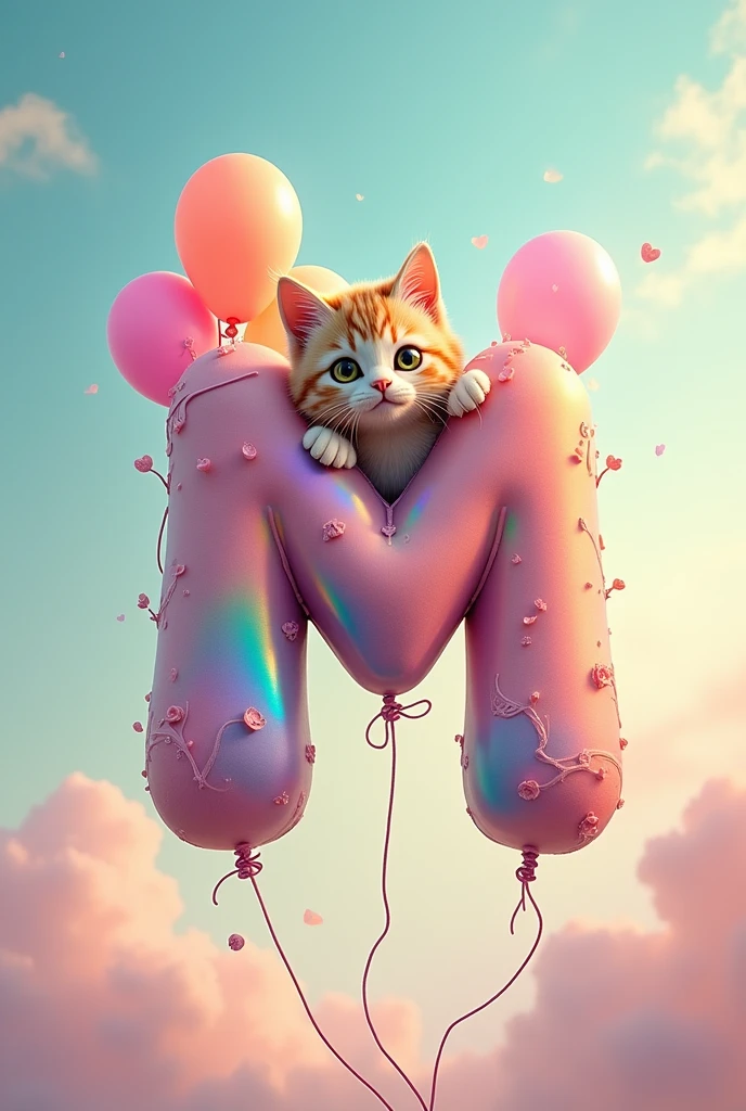 Letter M with Helium kitty
