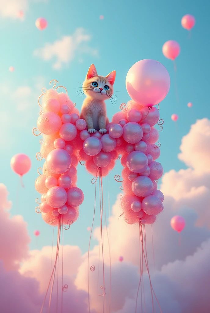 Letter M with Helium kitty