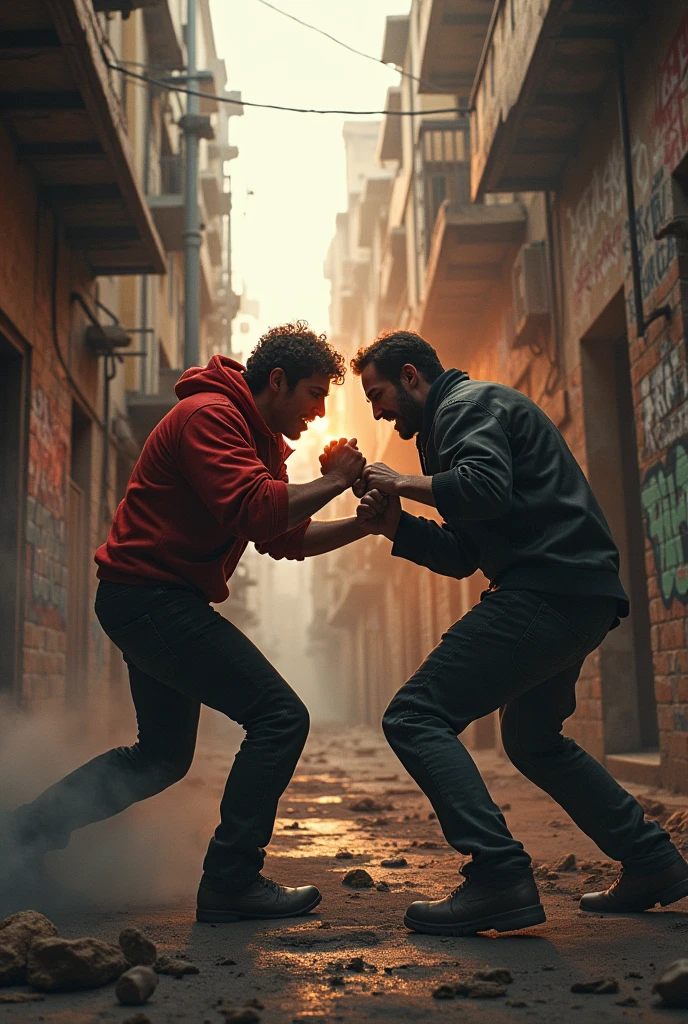 A fight between a communist anarchist socialist and a conservative libertarian patriot