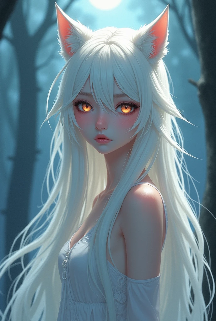 Anime White Wolf Girl 