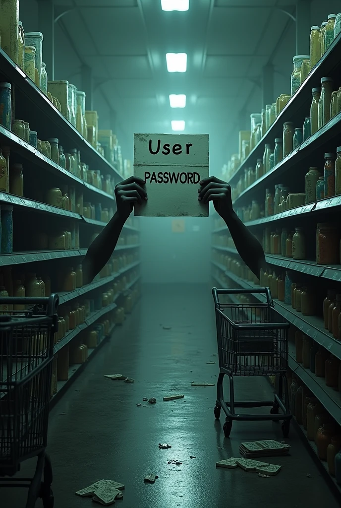 Hi, I want you to give me an image of a supermarket to put what is the most striking user and password. I am on Windows.