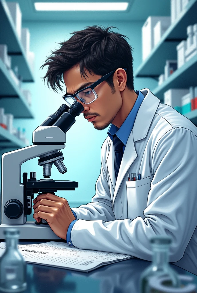 Create an easy drawing of a forensic genetics scientist