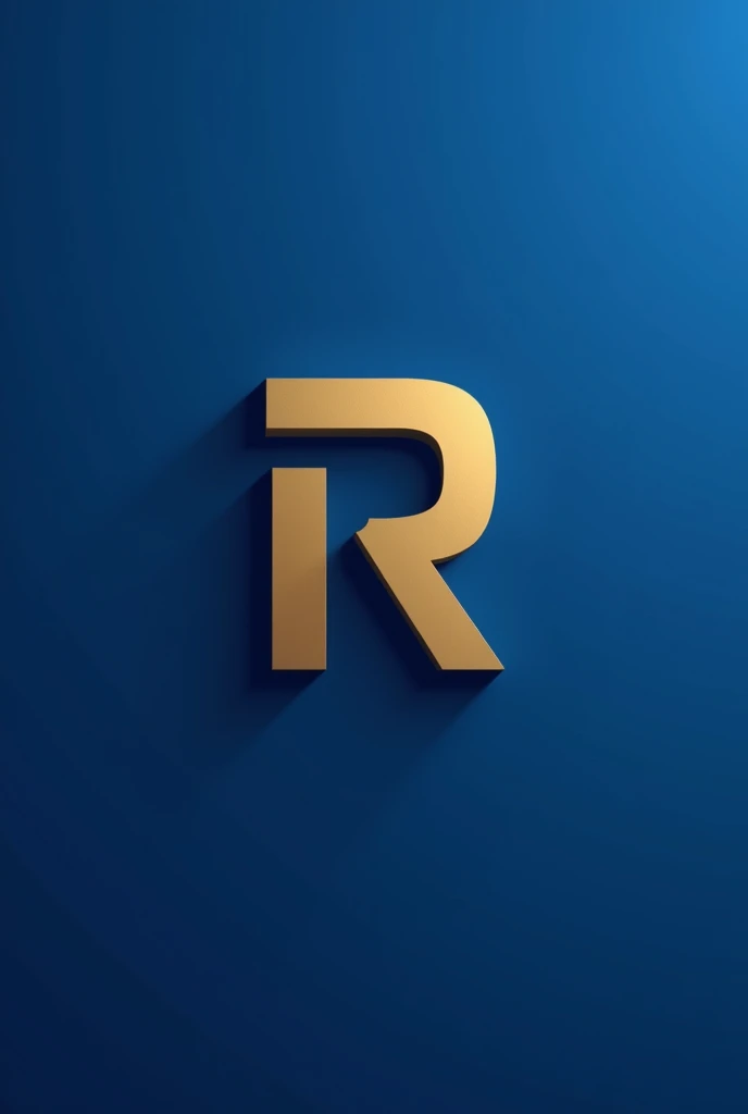 The letter r as a logo gold r with the blue background
