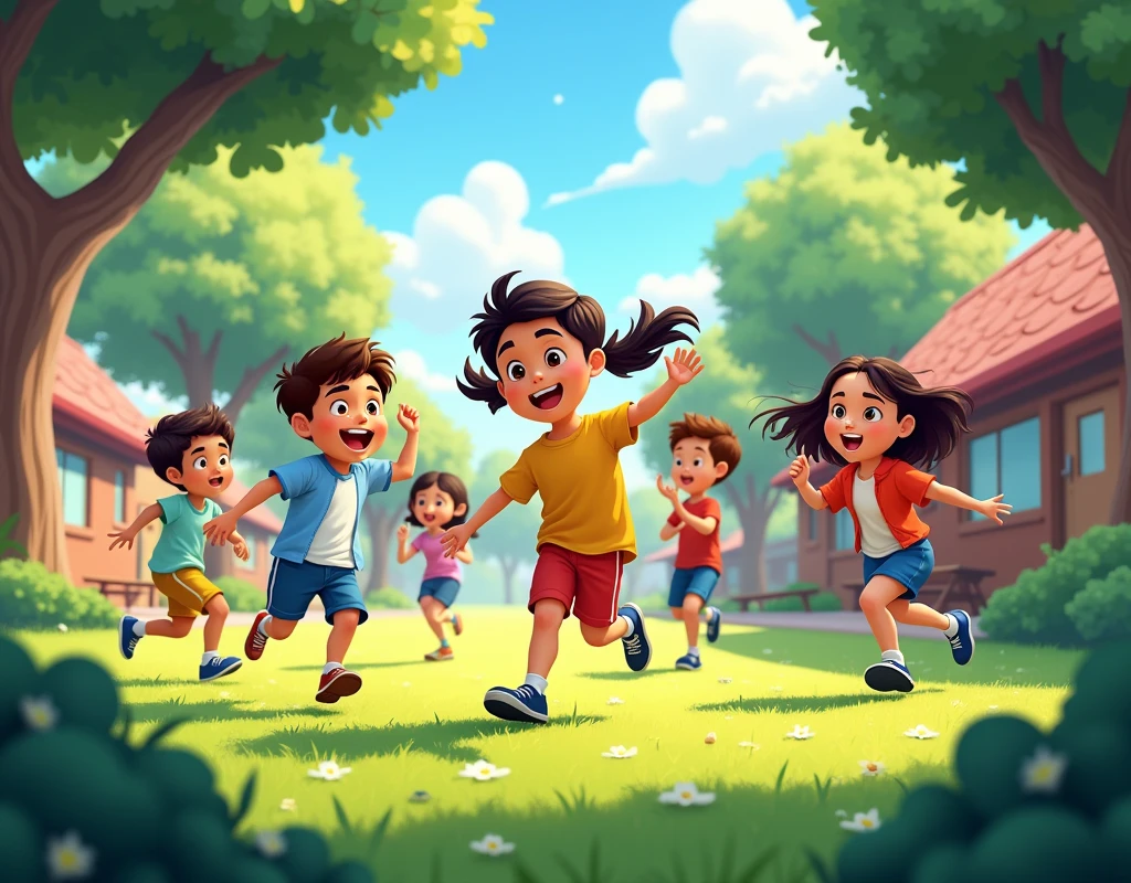 Image of students in a recreational activity at school, in the backyard, living together