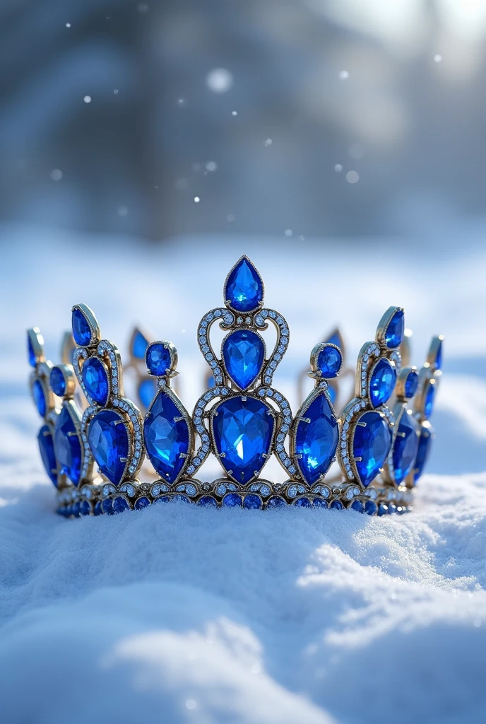 Make a sapphire crown buried in the snow