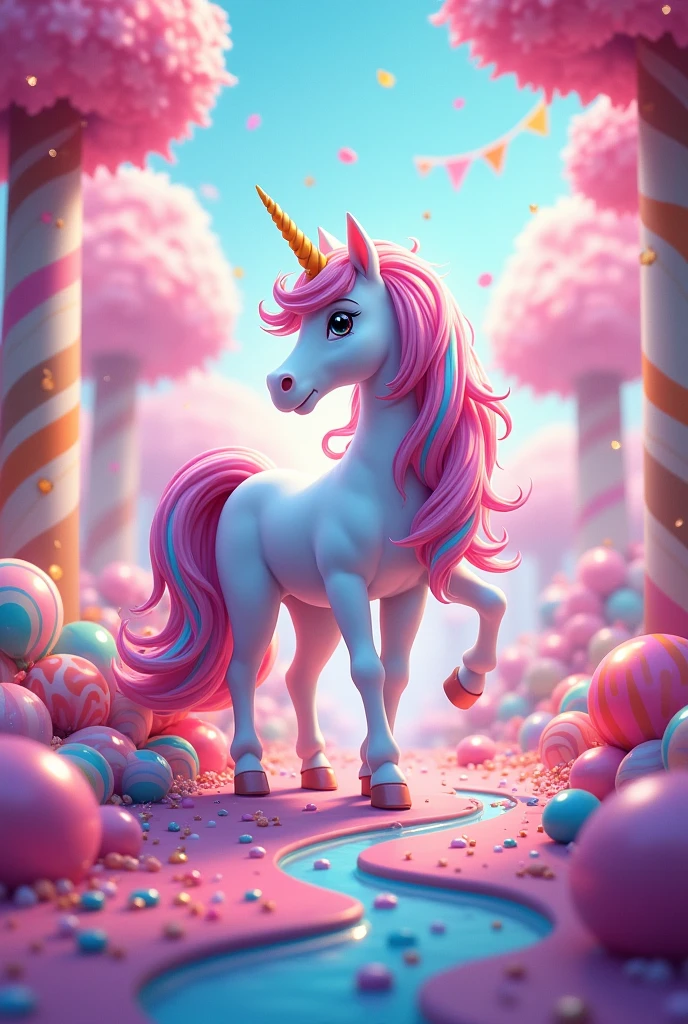 Multicolor unicorn candy world cartoon