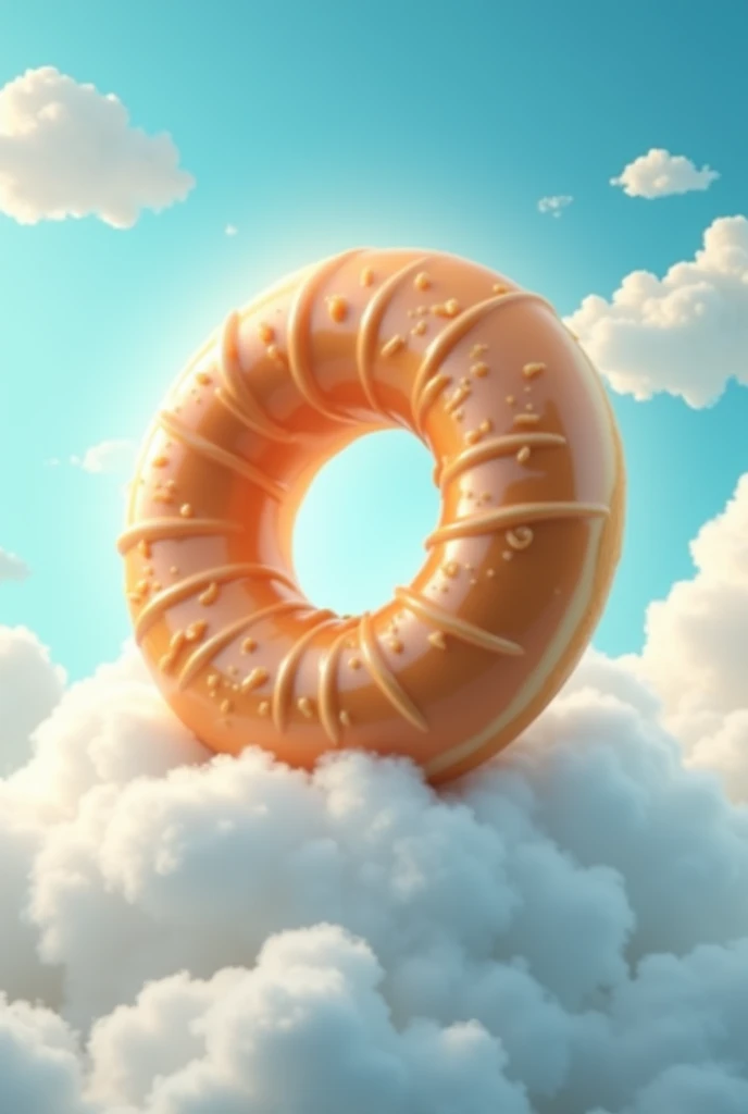 I would like a donut on a cloud flying like an advertisement with the name of the company “Rich Test”
