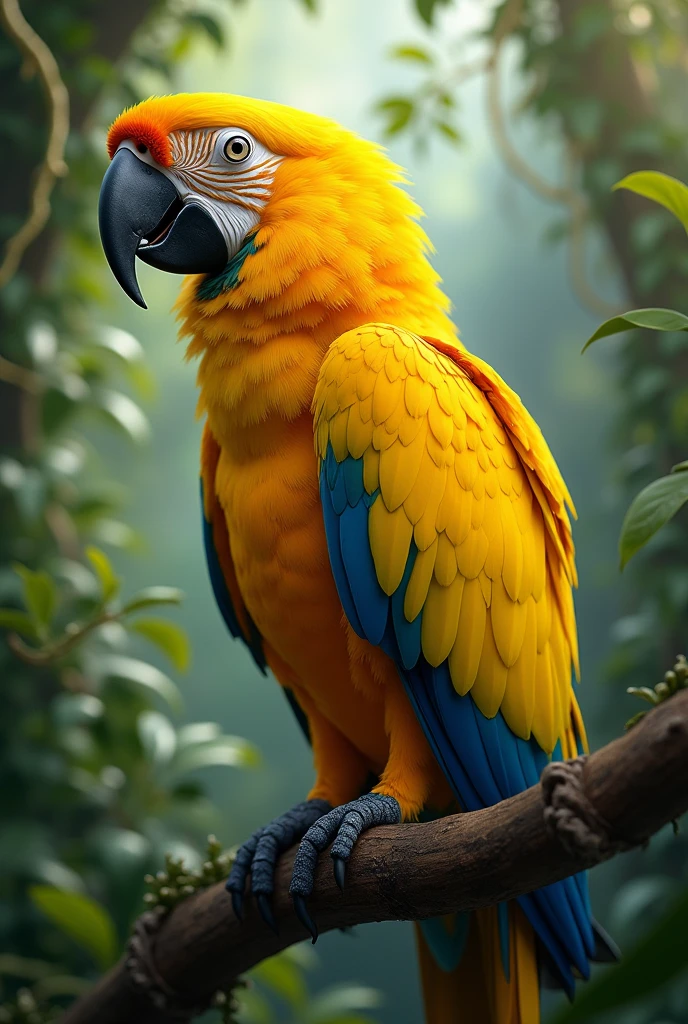 Creates art of a yellow macaw