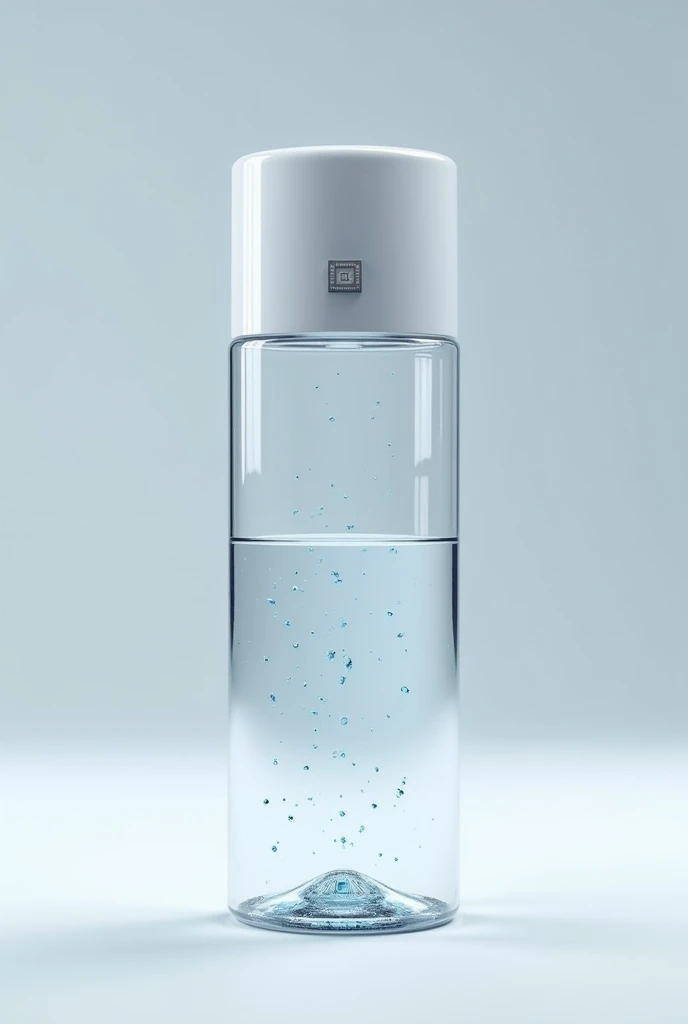 a water bottle with a small microchip in its lid that serves as a filter that modifies the water, AND NO BACKGROUND