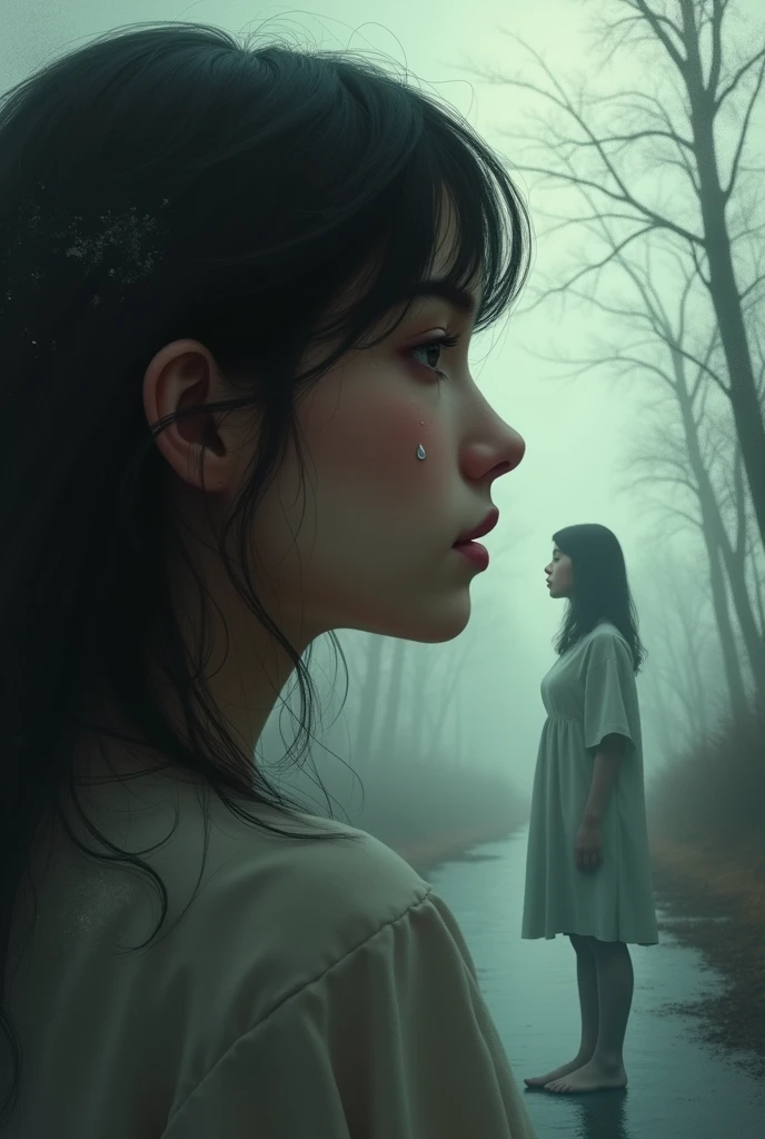Create an image that shows the pain of a daughter being away from her mother