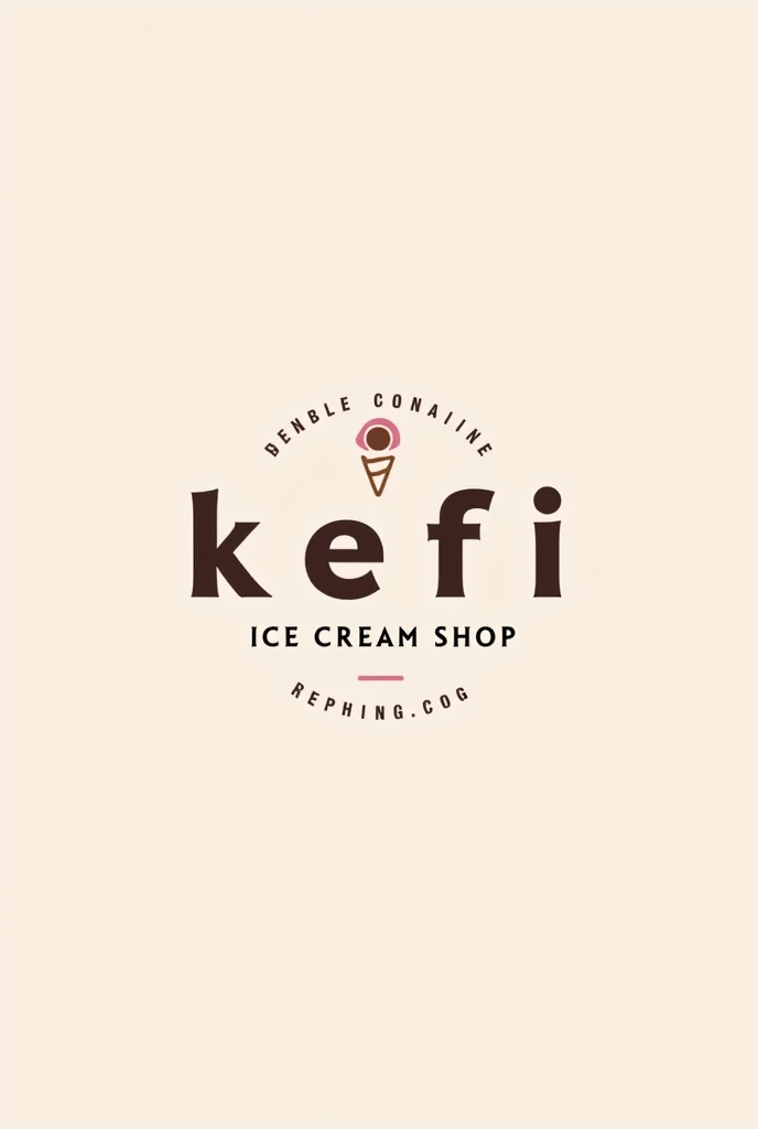 ice cream shop logo written "Kefi Ice Cream Shop", clean, chic, with icon