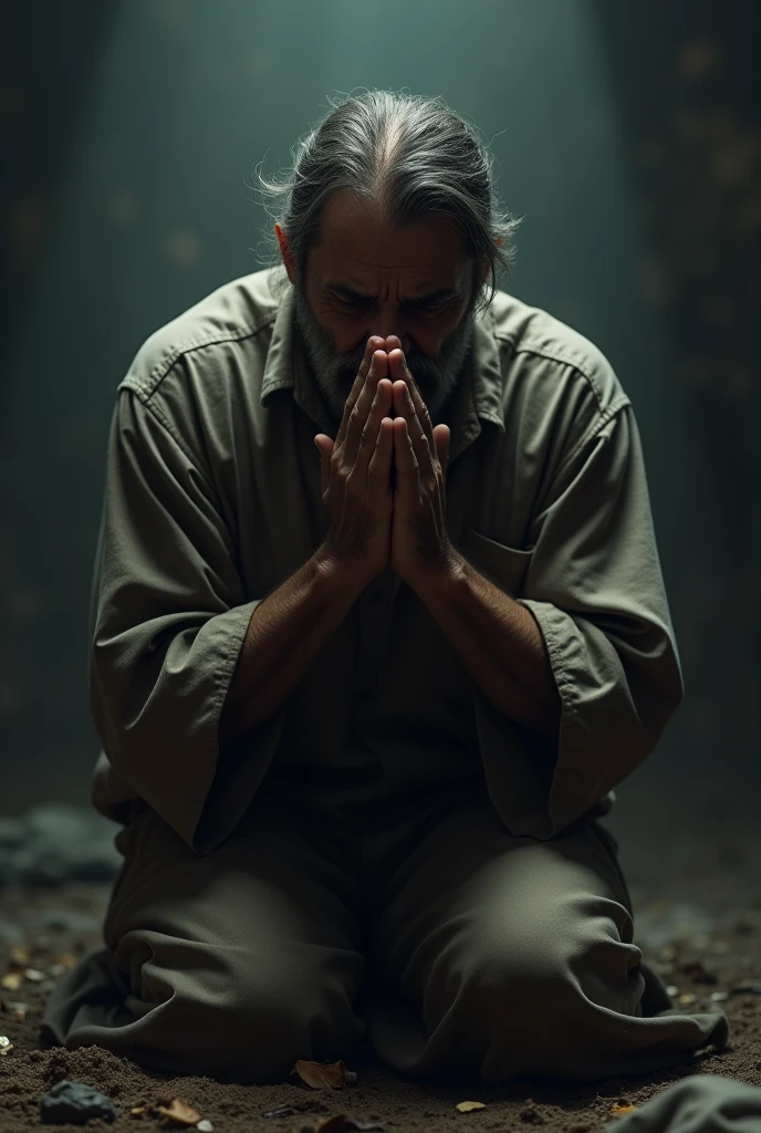 Desperate man praying to God