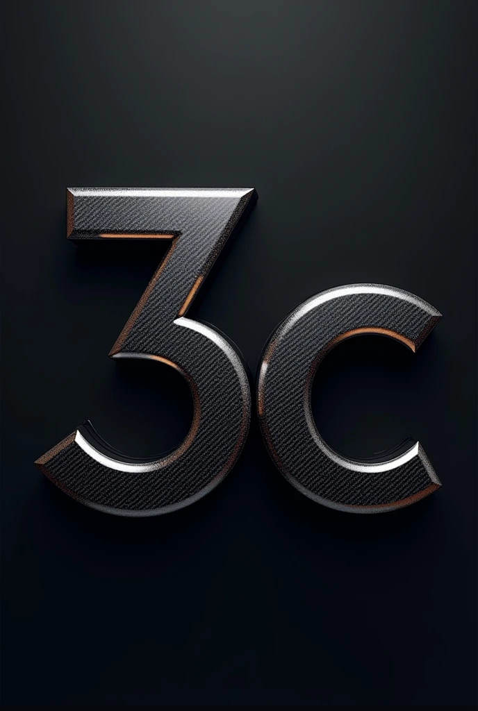 I want an image for a profile where it has the letter "3c" be pretty in the middle and big and a very dark carbon color