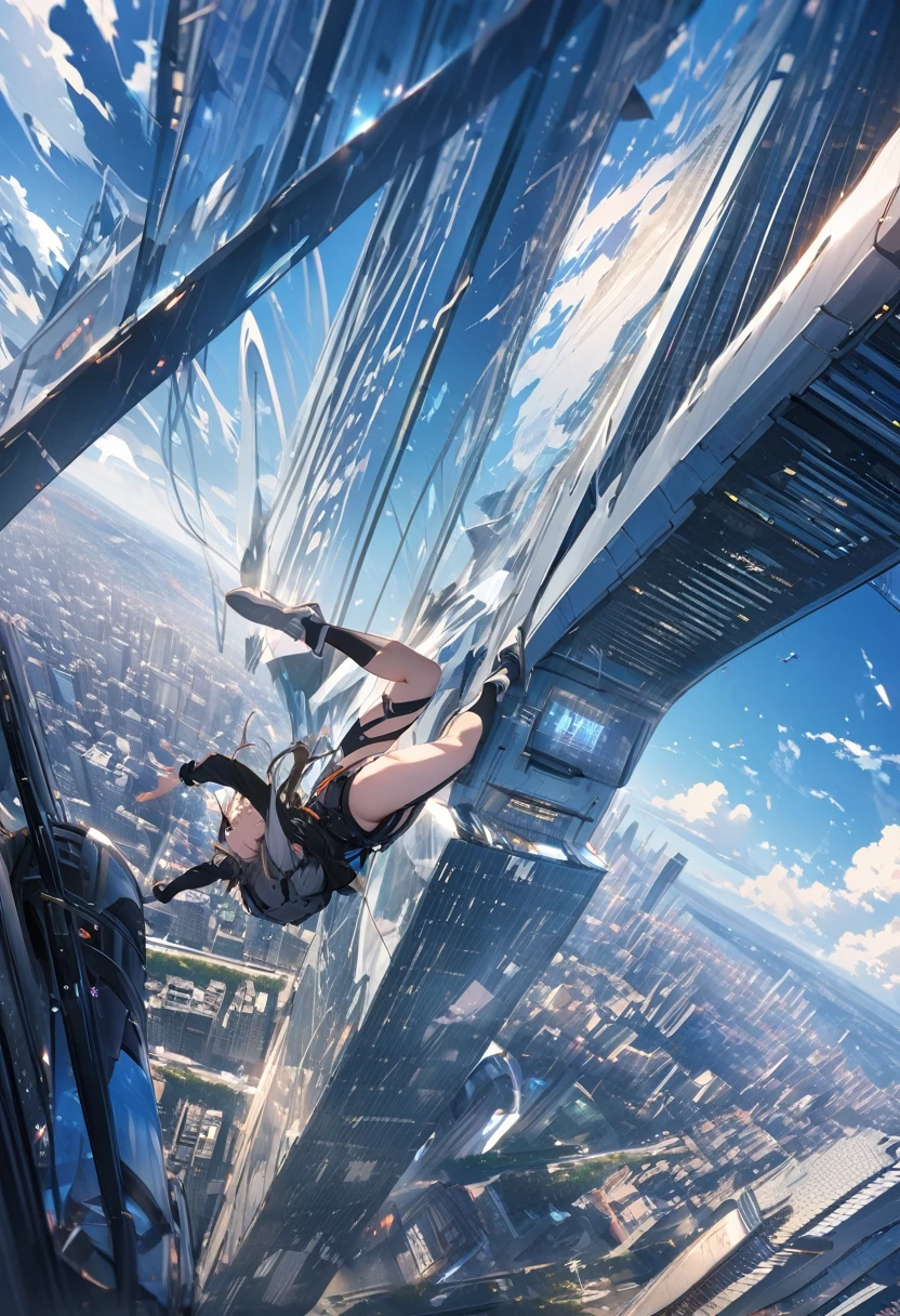 Vertical, sky scraper, zero gravity, city, masterpiece