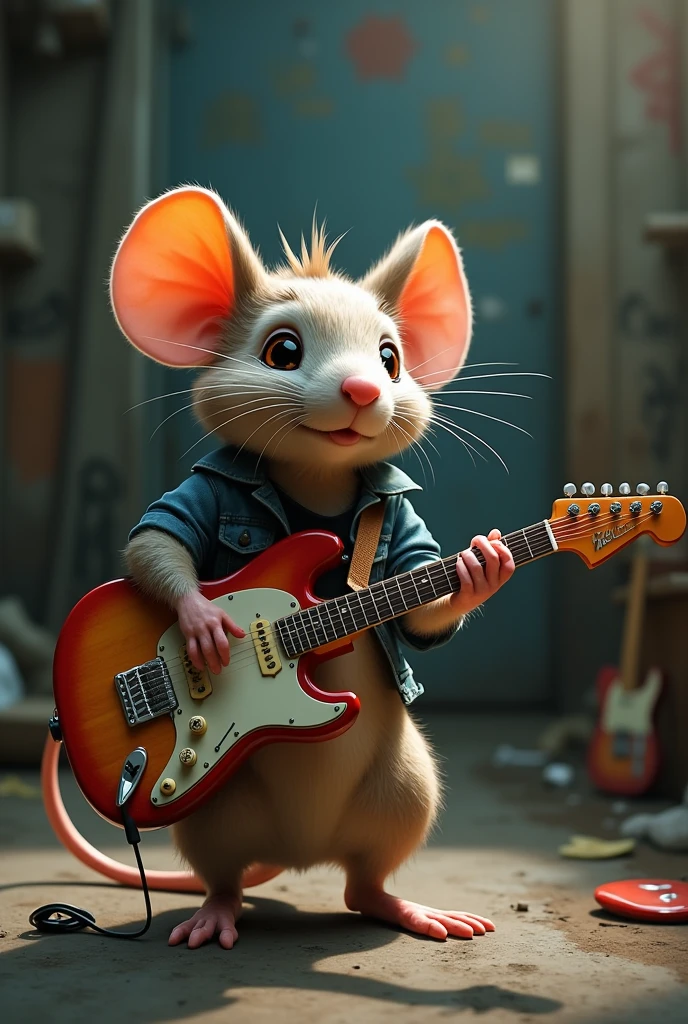 Mouse with an electronic guitar 