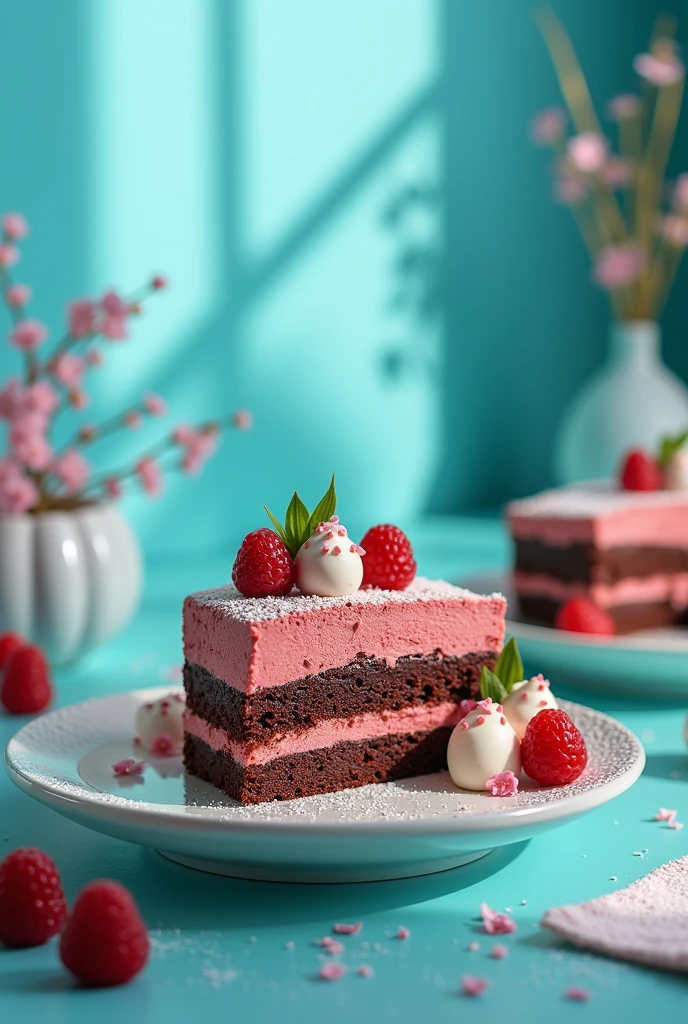 Cake banner template. The business is called 'Kius cake' and it is about desserts and cakes along with brownies.. The main colors are turquoise blue and royal blue. . I also want you to say Kius cake as the name of the business and put zero four twenty-four three seven five nine five nine five eighty as the contact.