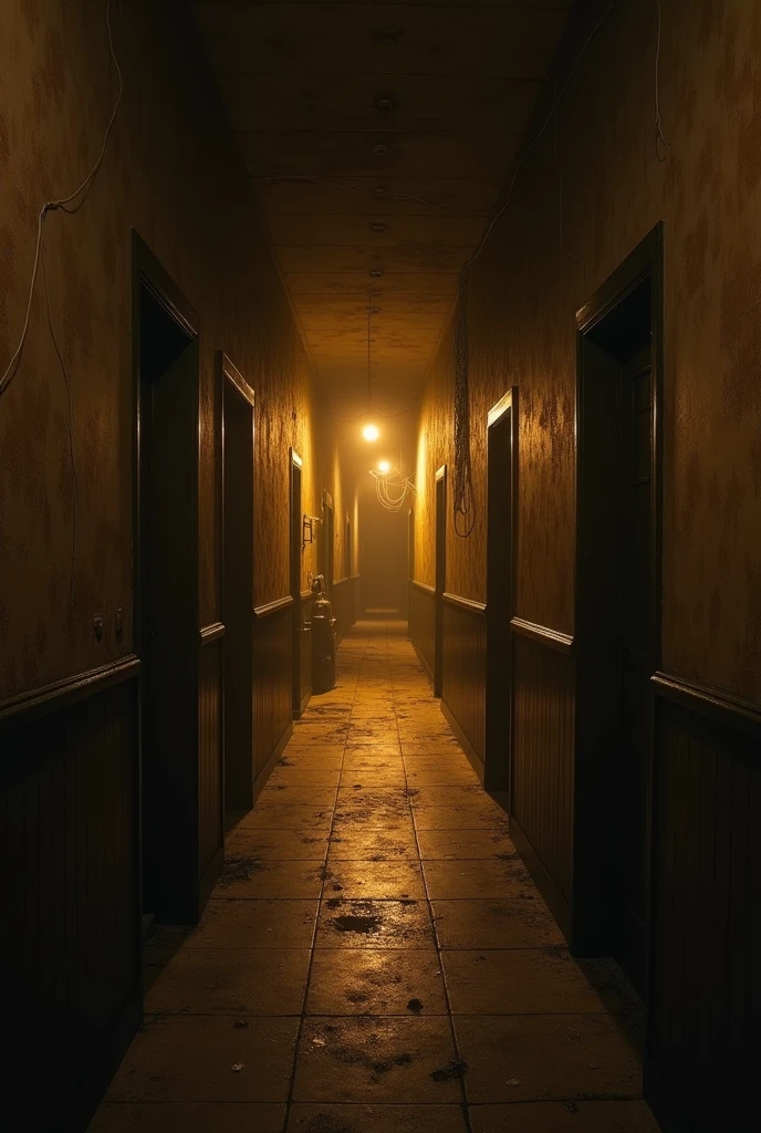 A dark yellow hallway