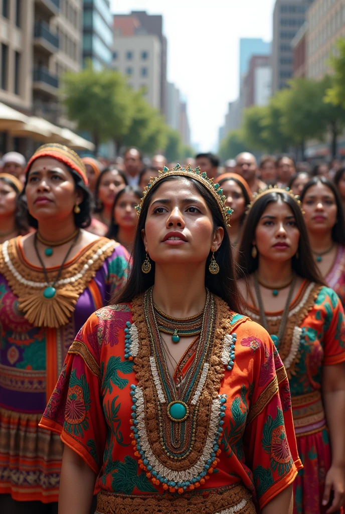 People in Mayan clothing protesting non-realistic cartoon and it being clothing from Guatemala